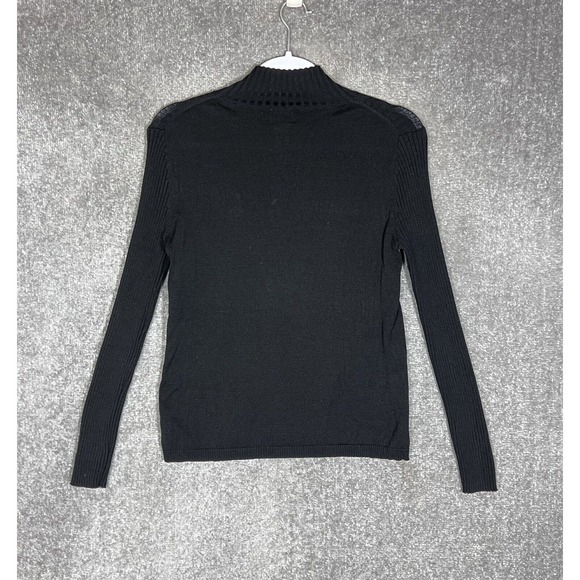 Chicos Silk Nylon Ribbed Mock Neck 1/4 Zip Sweater Womens Size 0 US Sz 4 Stretch - Picture 3 of 5